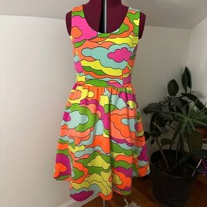 L’ Amour by Nanette Lepore Neon Mod Fit & Flare Mini Skater Dress in Barbiecore